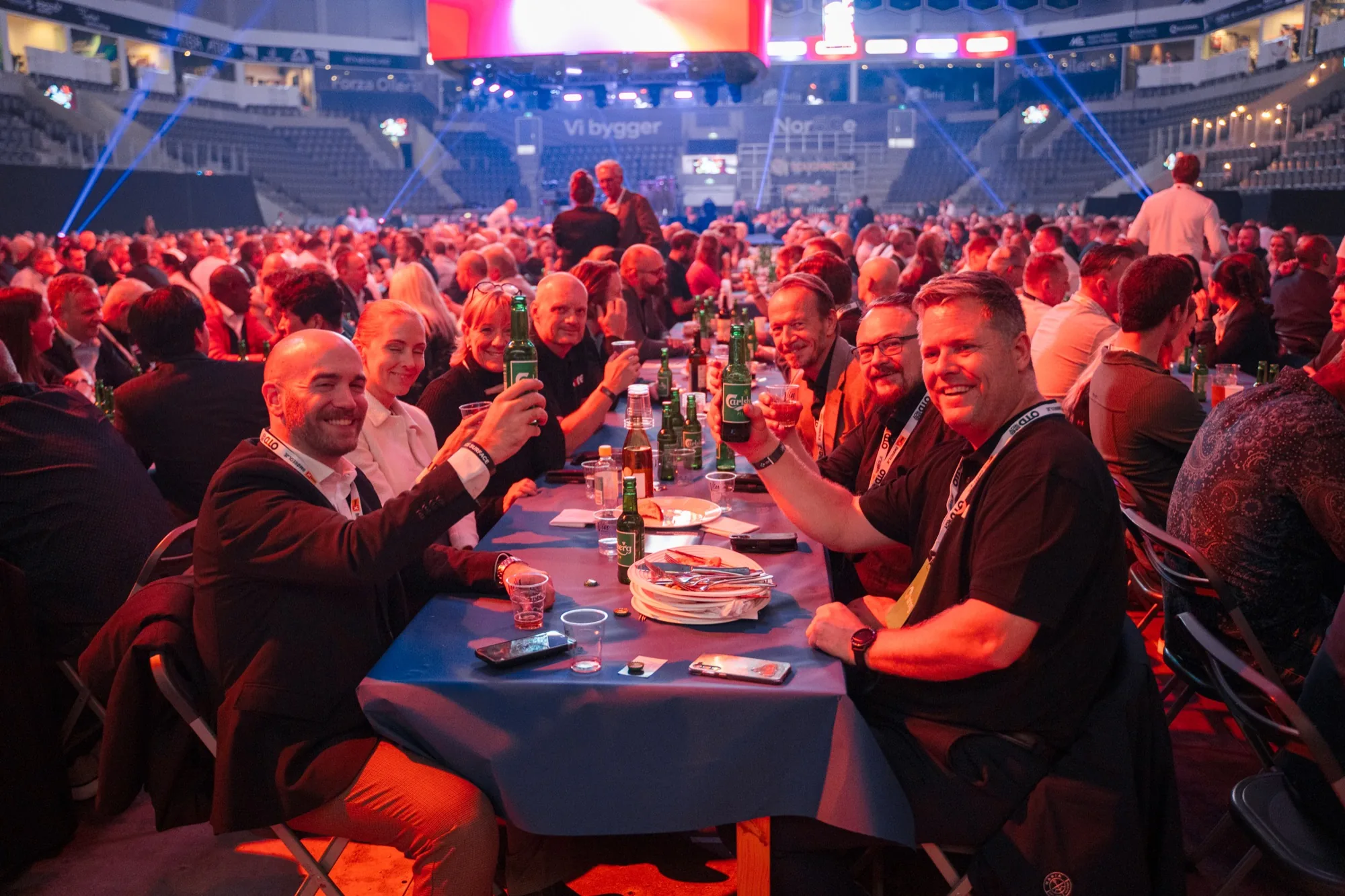 Long tables on the ice floor at the OTD Energyshow 2025
